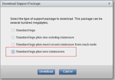 SVC and Storwize "Download Support Package" Dialog from the WebUI