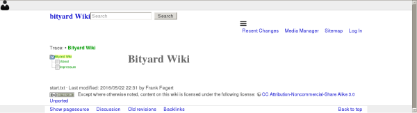 Screenshot of the Taratasy template in a DokuWiki 2015-08-10a (aka "Detritus") release